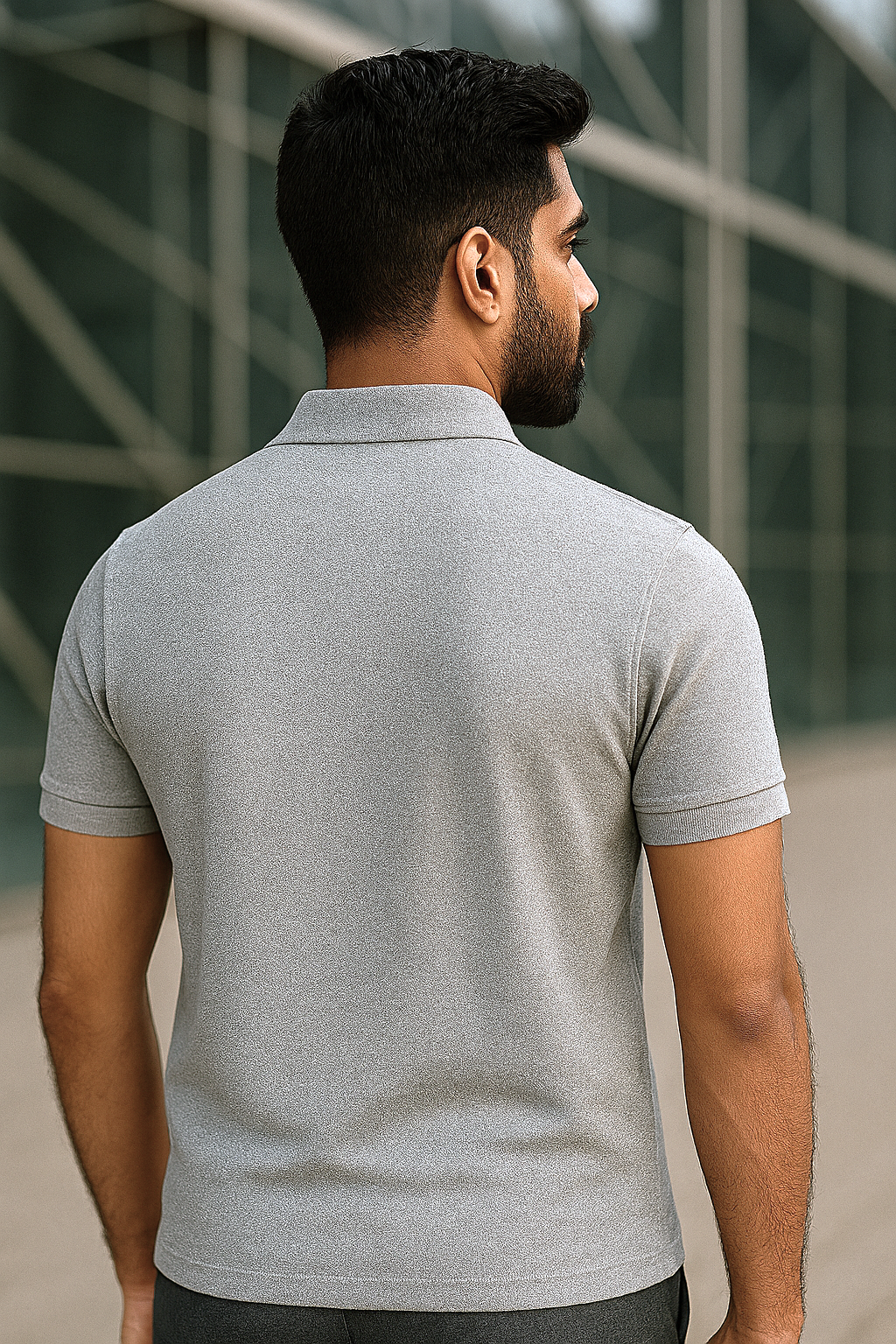 Grey Melange Polo T-Shirt