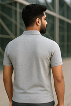 Grey Melange Polo T-Shirt