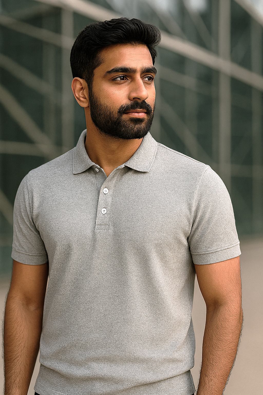 Grey Melange Polo T-Shirt