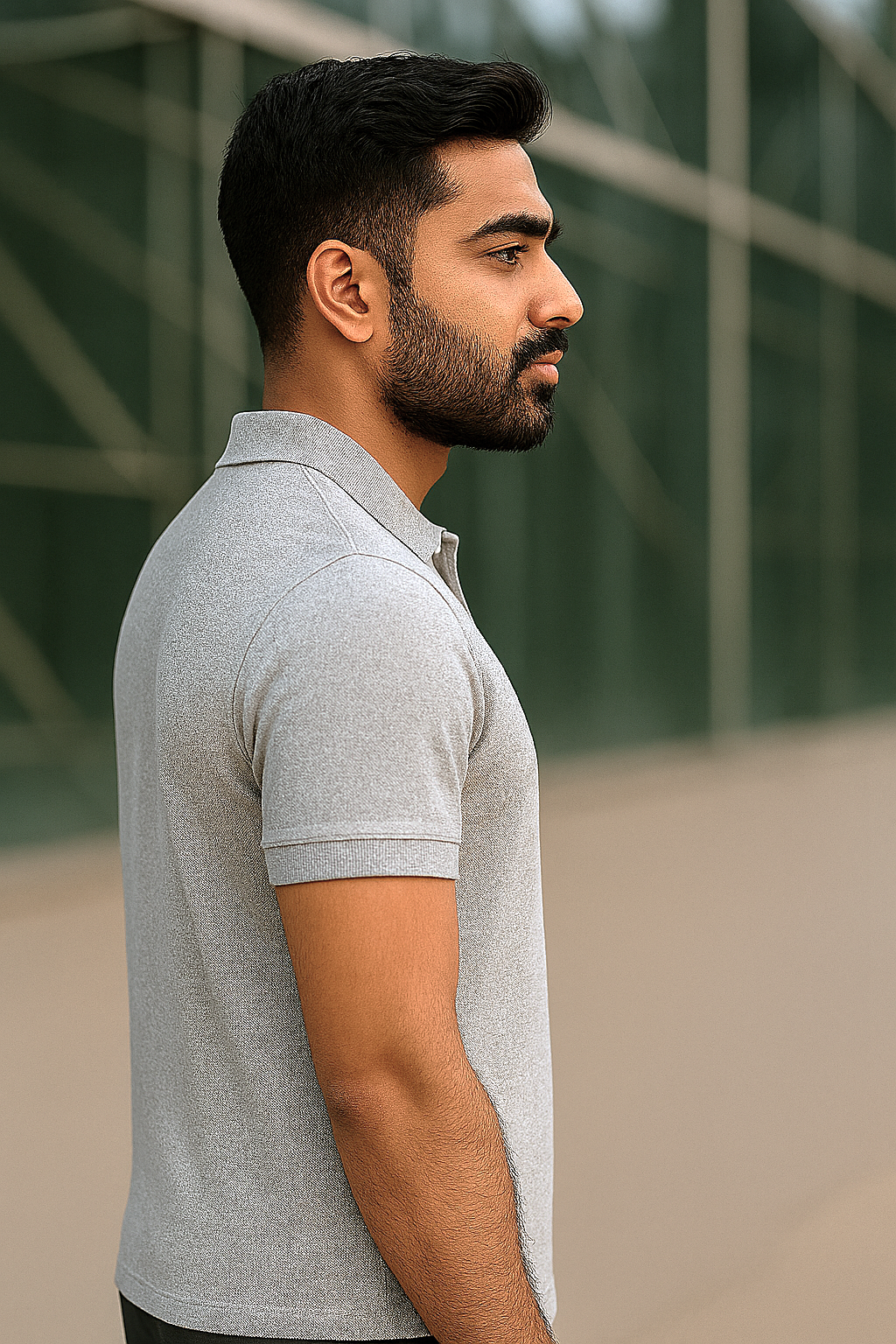 Grey Melange Polo T-Shirt