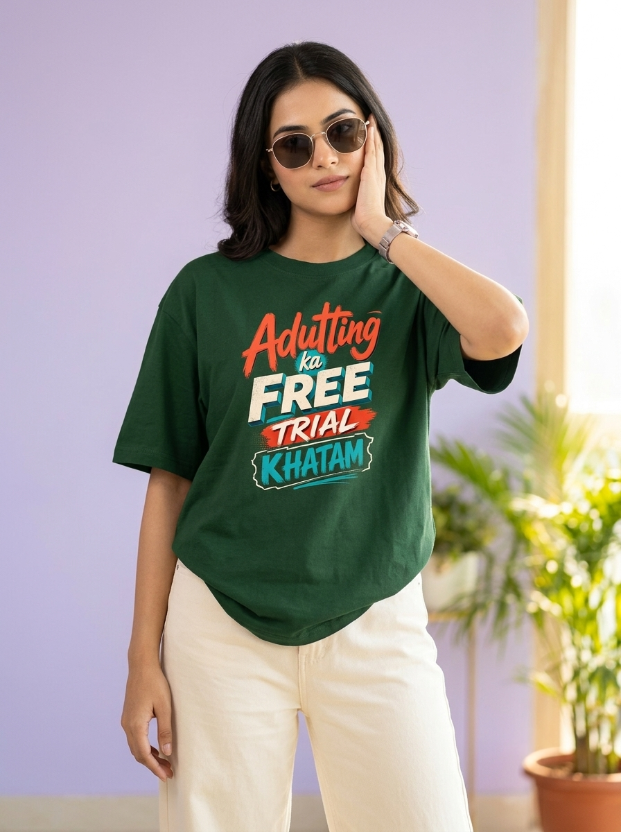 Adulting ka free trial khatam | Unisex Oversized T-Shirt