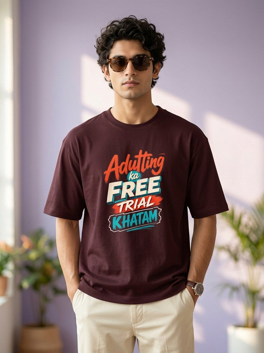 Adulting ka free trial khatam | Unisex Oversized T-Shirt