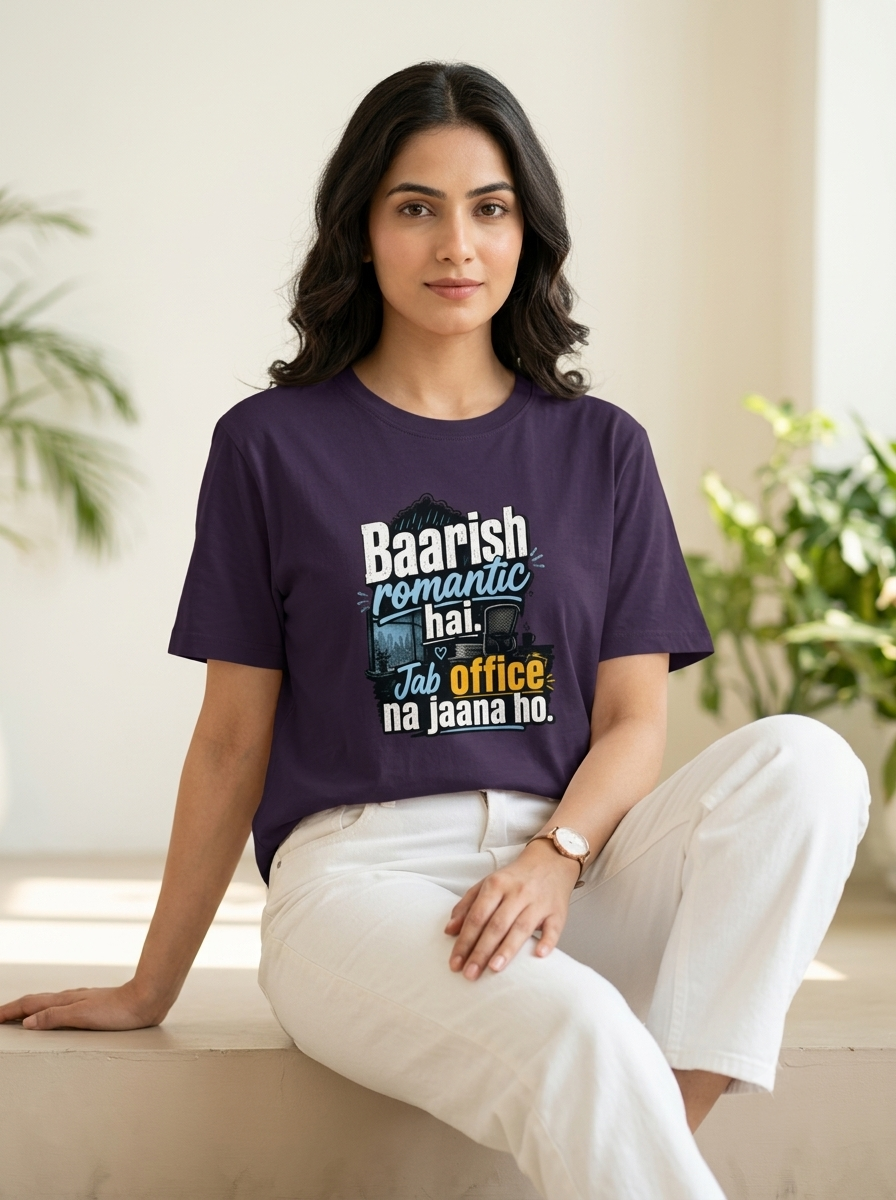 Baarish romantic hai. Jab office na jaana ho. | Unisex T-Shirt