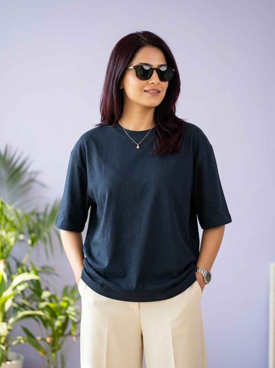 Navy Blue Unisex Oversized T-Shirt