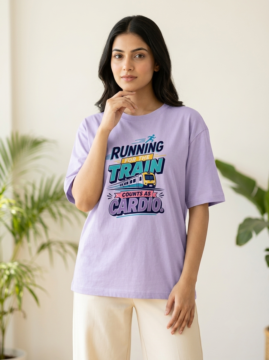 Running for the train counts as cardio. | Unisex Oversized T-Shirt